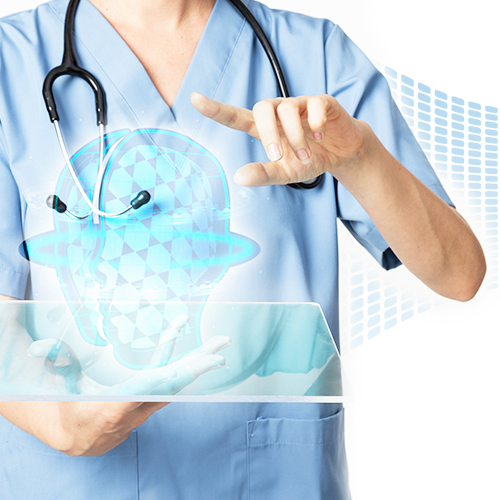 Doctor is using healthcare solutions to perform clinical operations