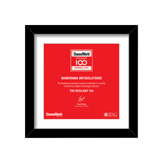 Manorama Infosolutions recieved DG Channel World Premier 100 Award the resilient 100 award