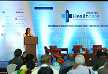 Manorama Infosolution CEO Ashvini Danigond speaking at Smart Tech Healthcare 2016, Bangalore